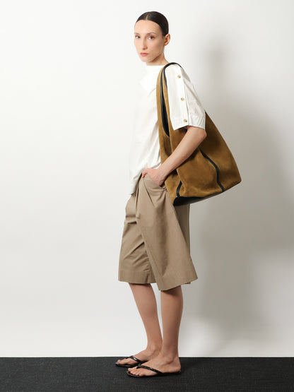 Douce suede and leather shoulder bag thumbnail