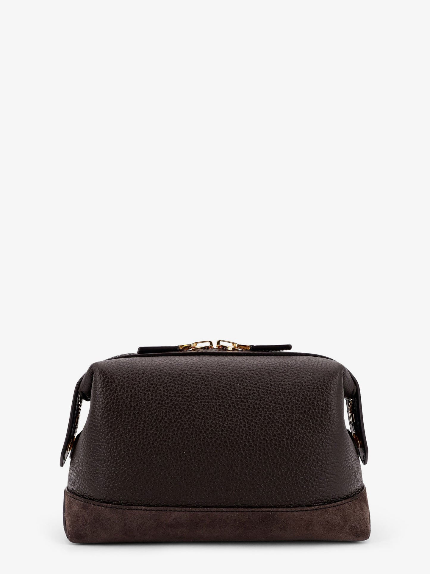 Suede and leather clutch