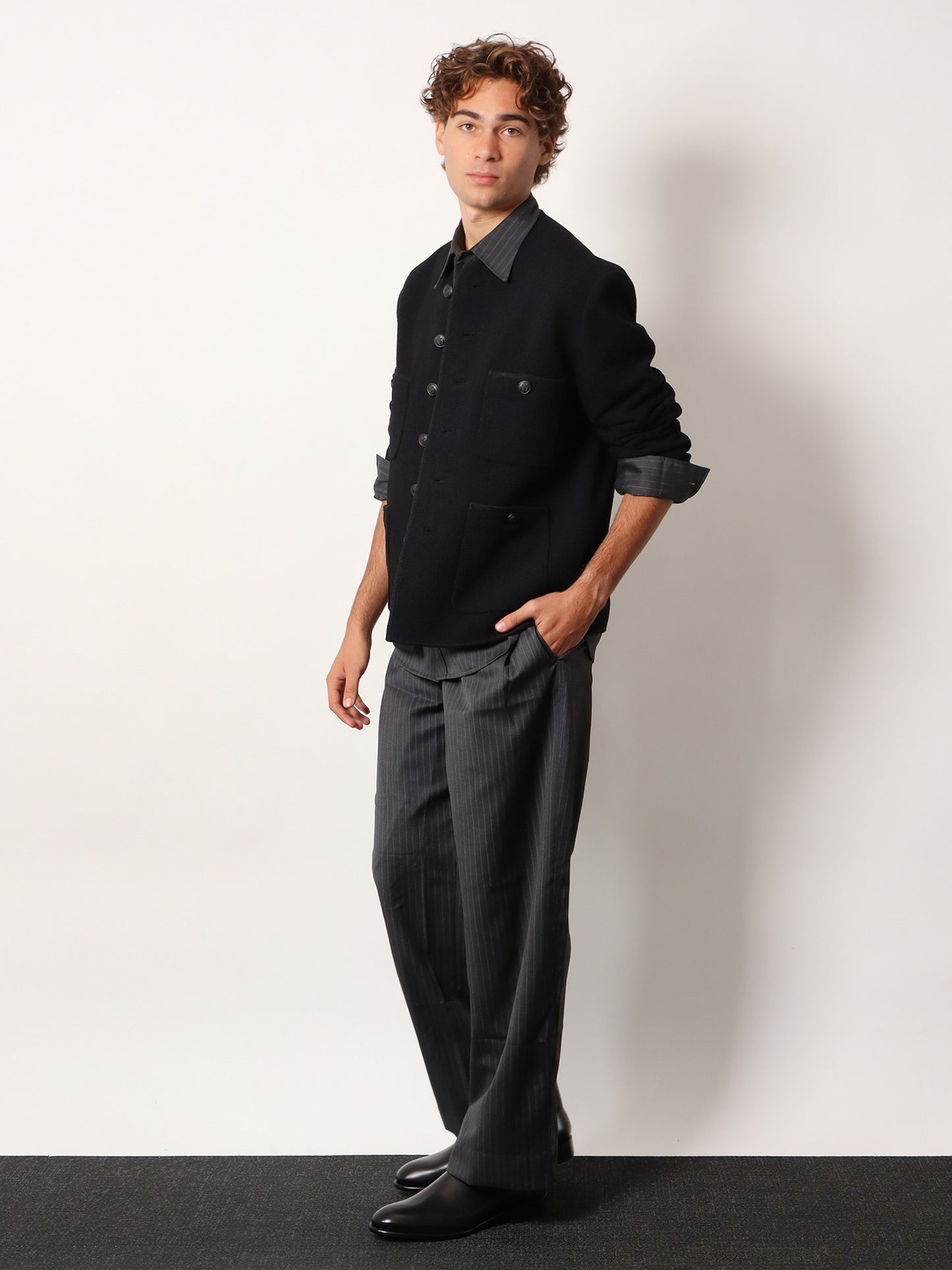 Wool blend Unisex pinstriped trousers