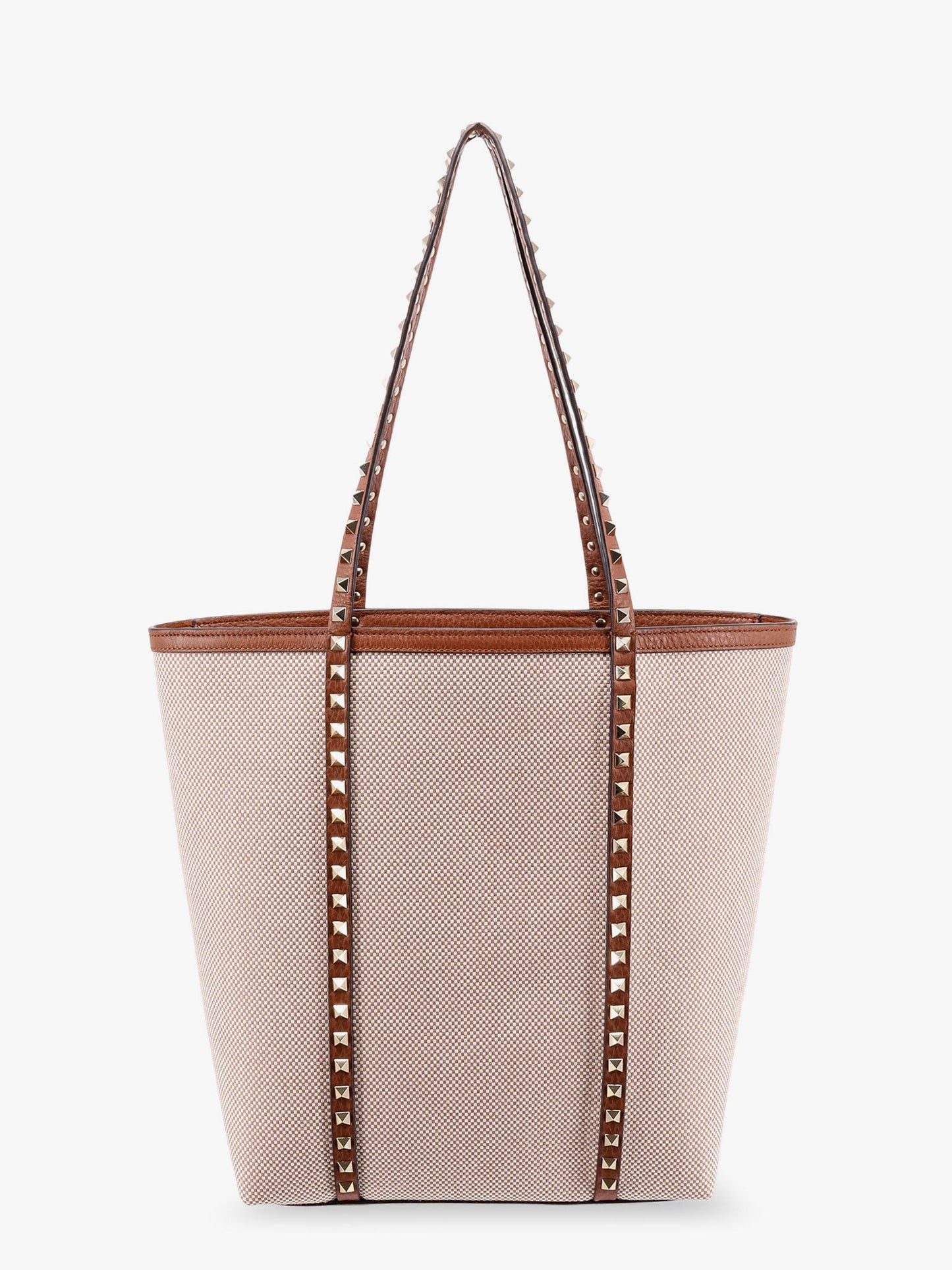 Borsa a tracolla in pelle e canvas con iconiche borchie