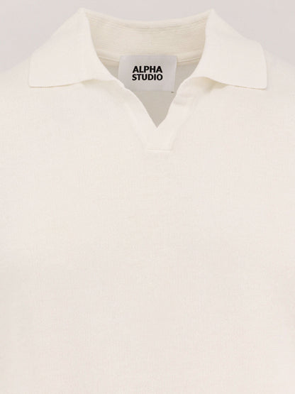 Cotton crepe polo shirt thumbnail