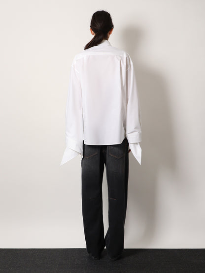 Oversize cotton shirt with knotted details thumbnail