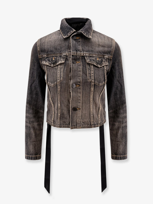 Denim jacket with satin laces