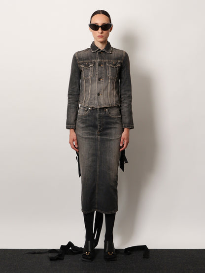 Denim skirt with laces interwining thumbnail