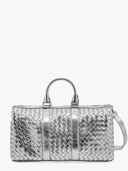 Borsa da viaggio in pelle silver con motivo intrecciato thumbnail