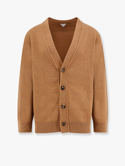 Cashmere cardigan with intrecciato iconic motif leather details thumbnail