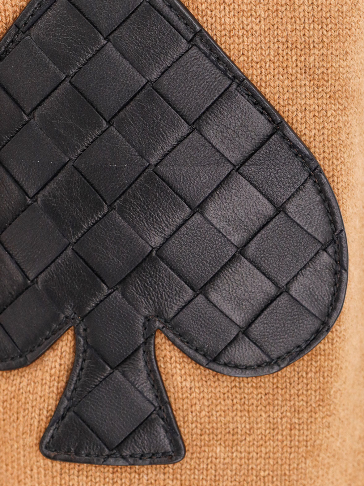 Cashmere cardigan with intrecciato iconic motif leather details