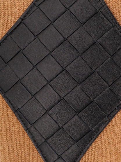 Cashmere cardigan with intrecciato iconic motif leather details thumbnail