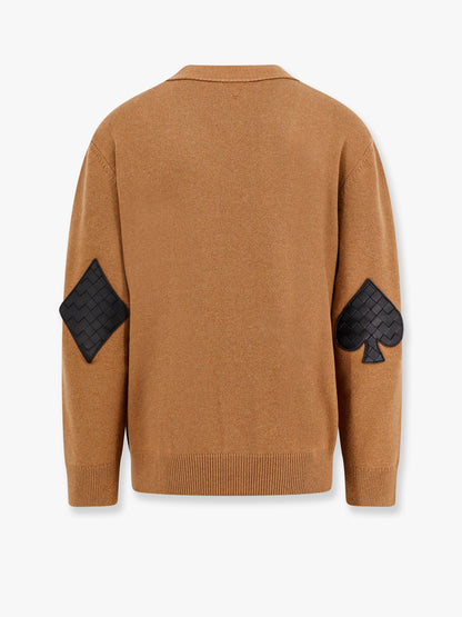 Cashmere cardigan with intrecciato iconic motif leather details thumbnail