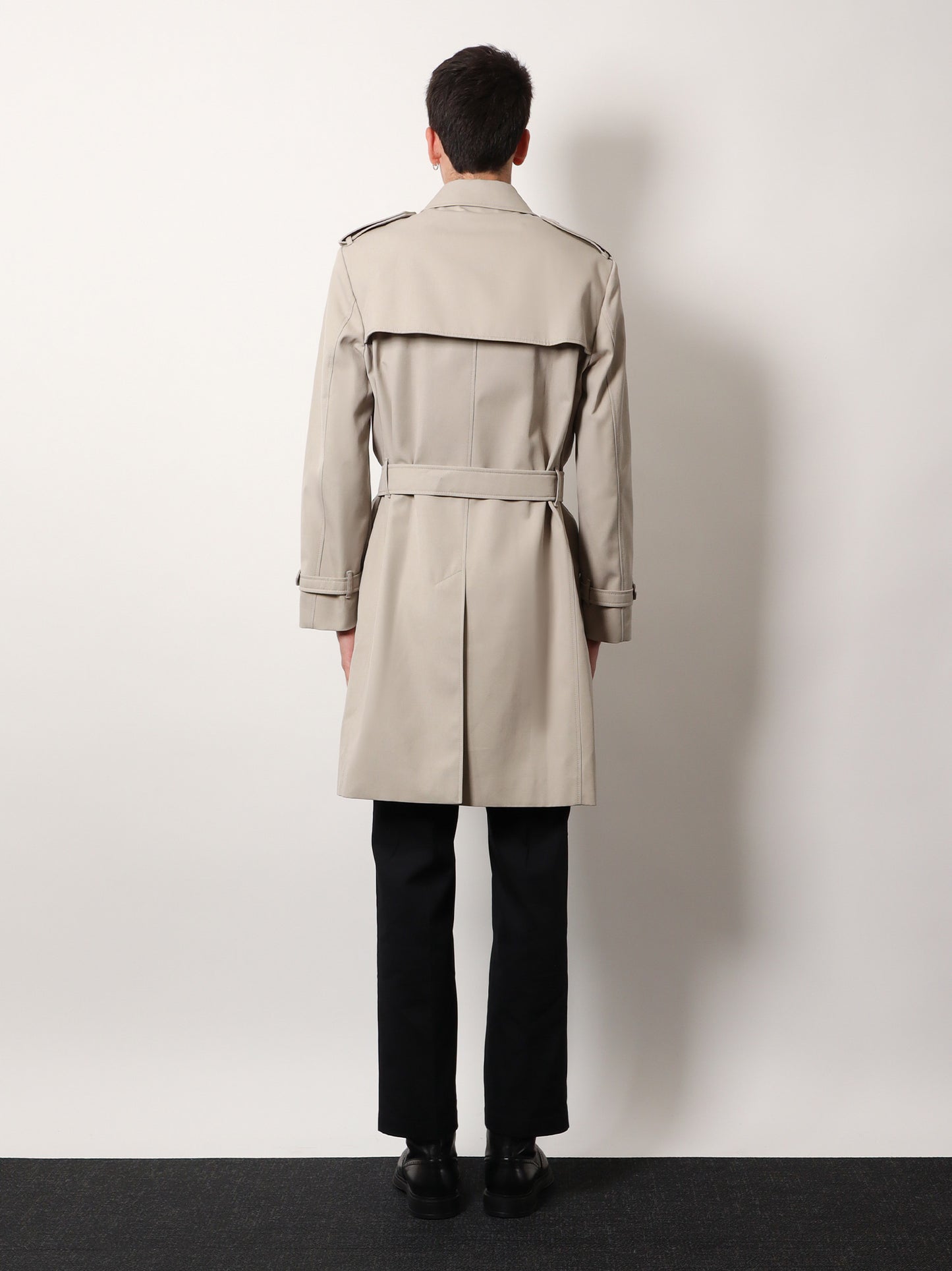 Cotton blend trench with check lining