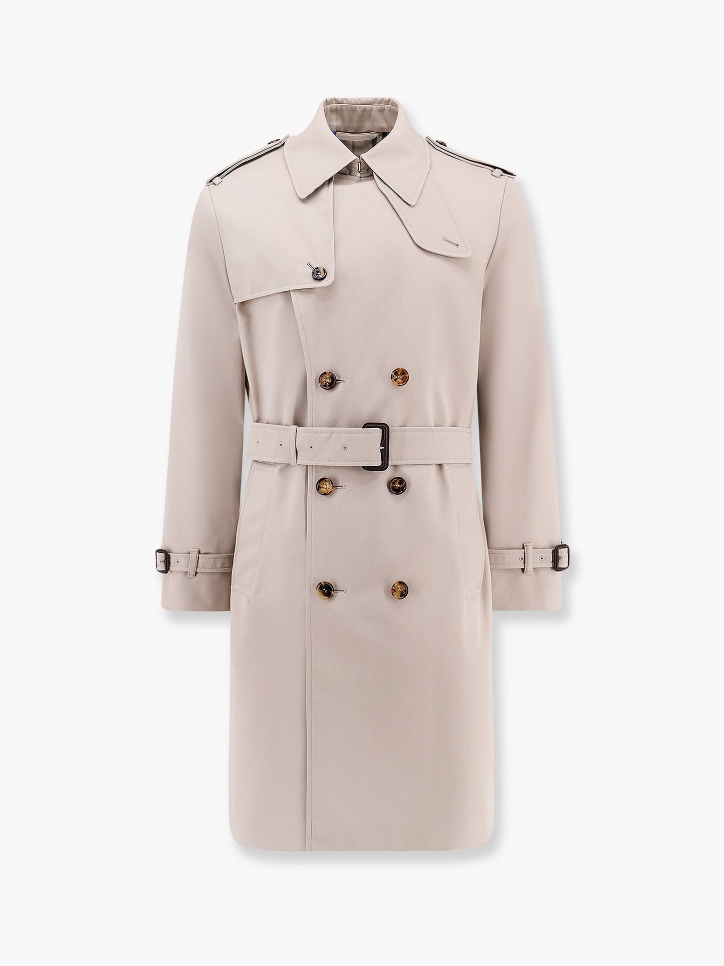 Cotton blend trench with check lining