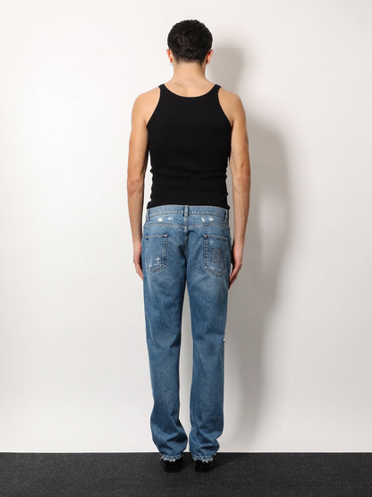 Cotton jeans with rippings detail thumbnail