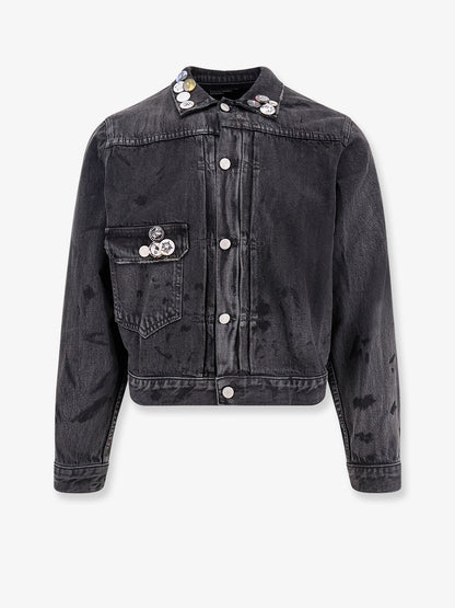 Denim jacket with distressed effect thumbnail