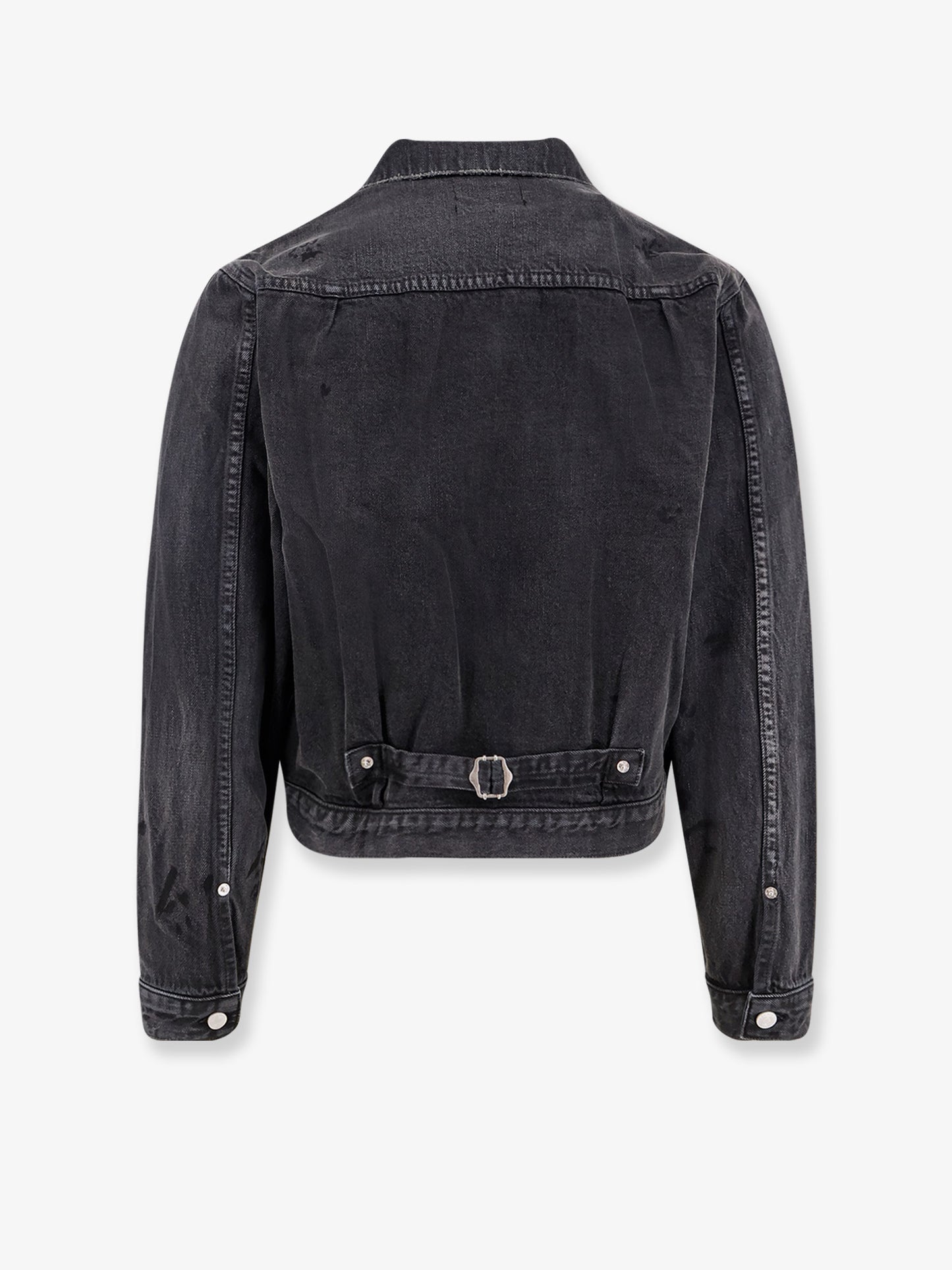 Denim jacket with distressed effect