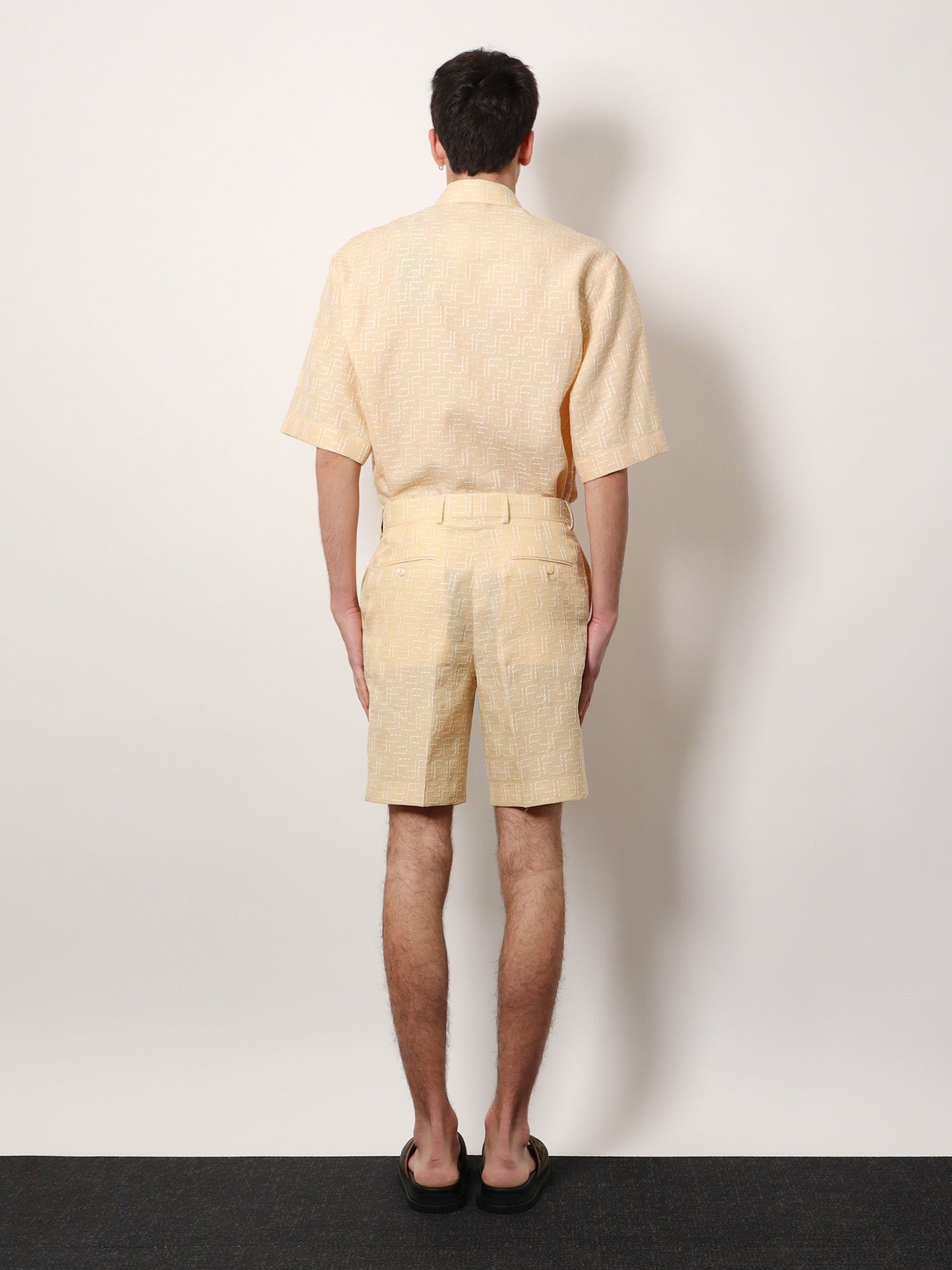 Bermuda jacquard in lino e cotone con motivo FF all-over