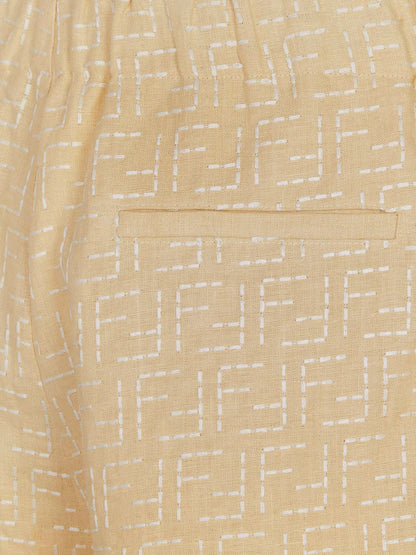 Bermuda jacquard in lino e cotone con motivo FF all-over thumbnail