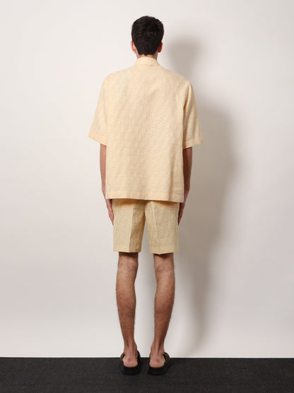 Jacquard linen and cotton shirt with all-over FF embroidery thumbnail