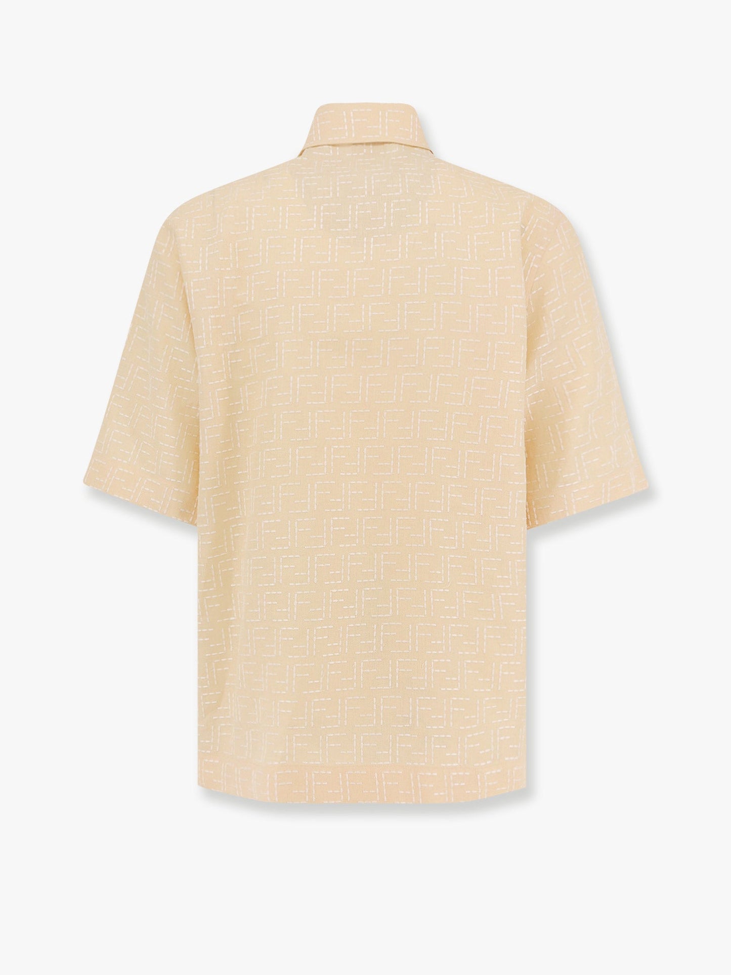 Jacquard linen and cotton shirt with all-over FF embroidery