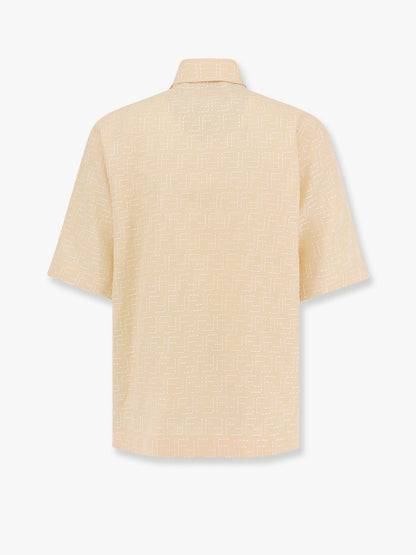Jacquard linen and cotton shirt with all-over FF embroidery thumbnail