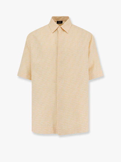 Jacquard linen and cotton shirt with all-over FF embroidery thumbnail
