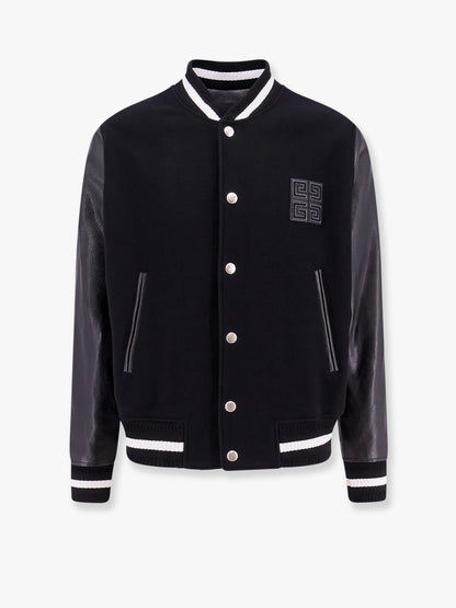Varsity wool blend bomber with leather sleeves thumbnail