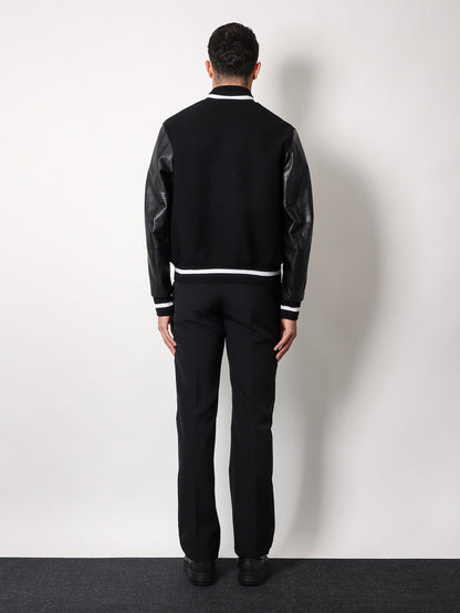 Varsity wool blend bomber with leather sleeves thumbnail