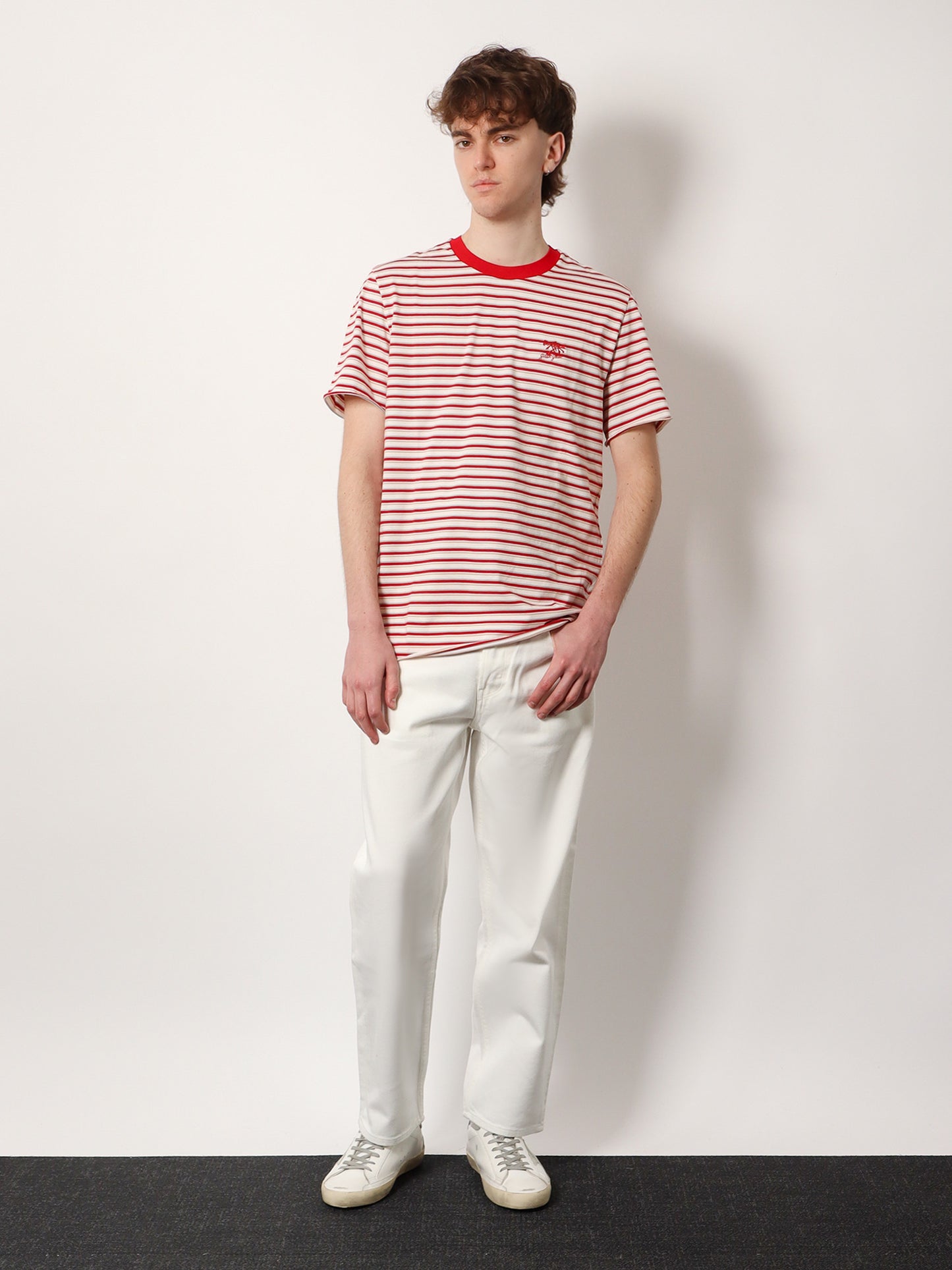 T-shirt in cotone a righe con logo