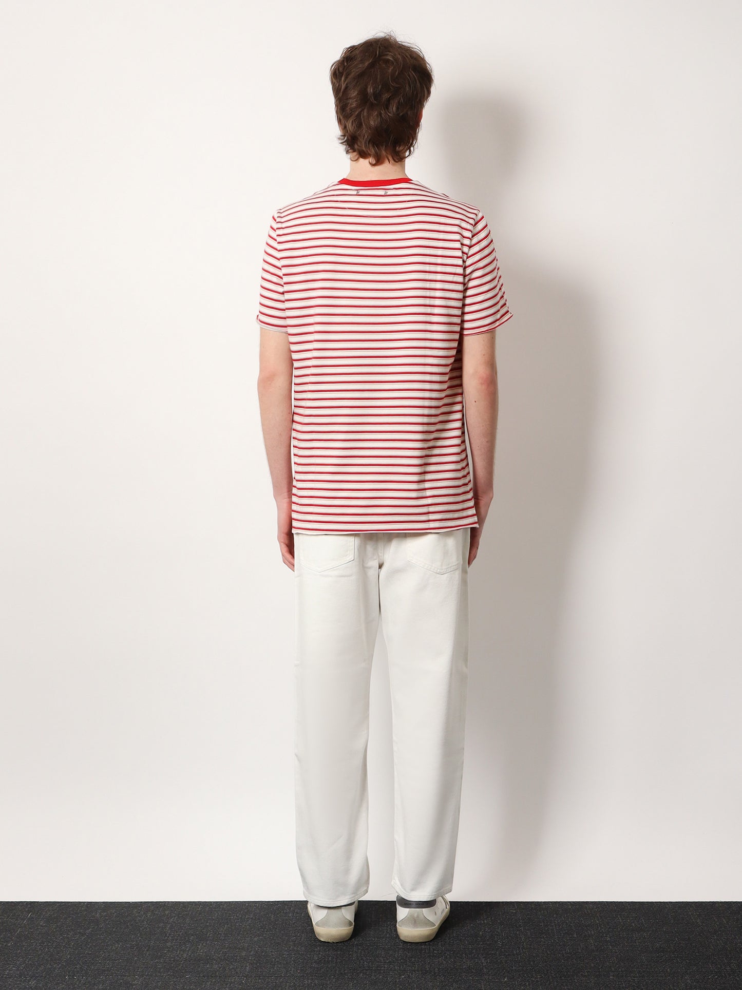 T-shirt in cotone a righe con logo