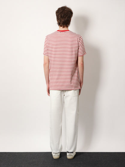 T-shirt in cotone a righe con logo thumbnail