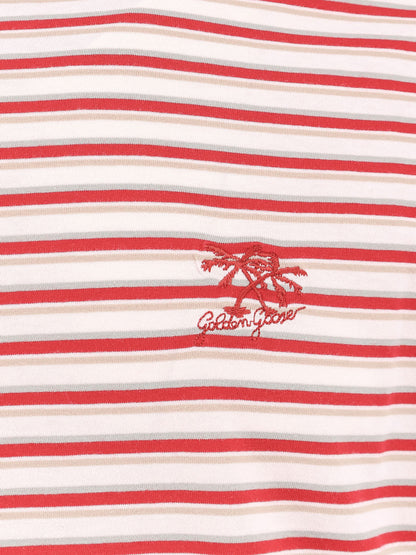 T-shirt in cotone a righe con logo thumbnail