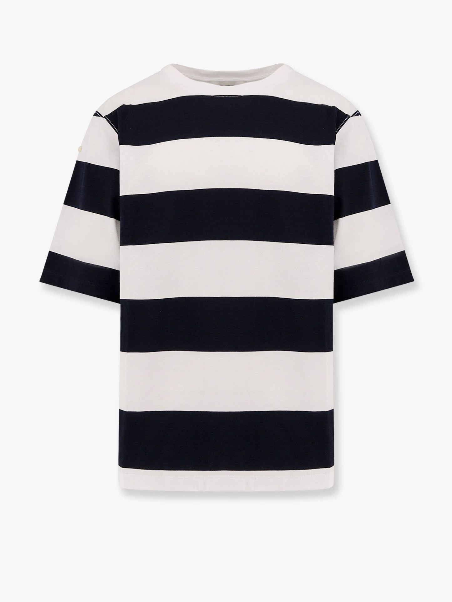Striped cotton t-shirt with logo embroidery on the front