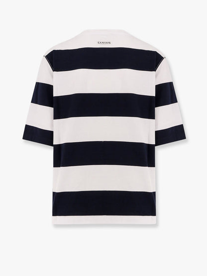 Striped cotton t-shirt with logo embroidery on the front thumbnail