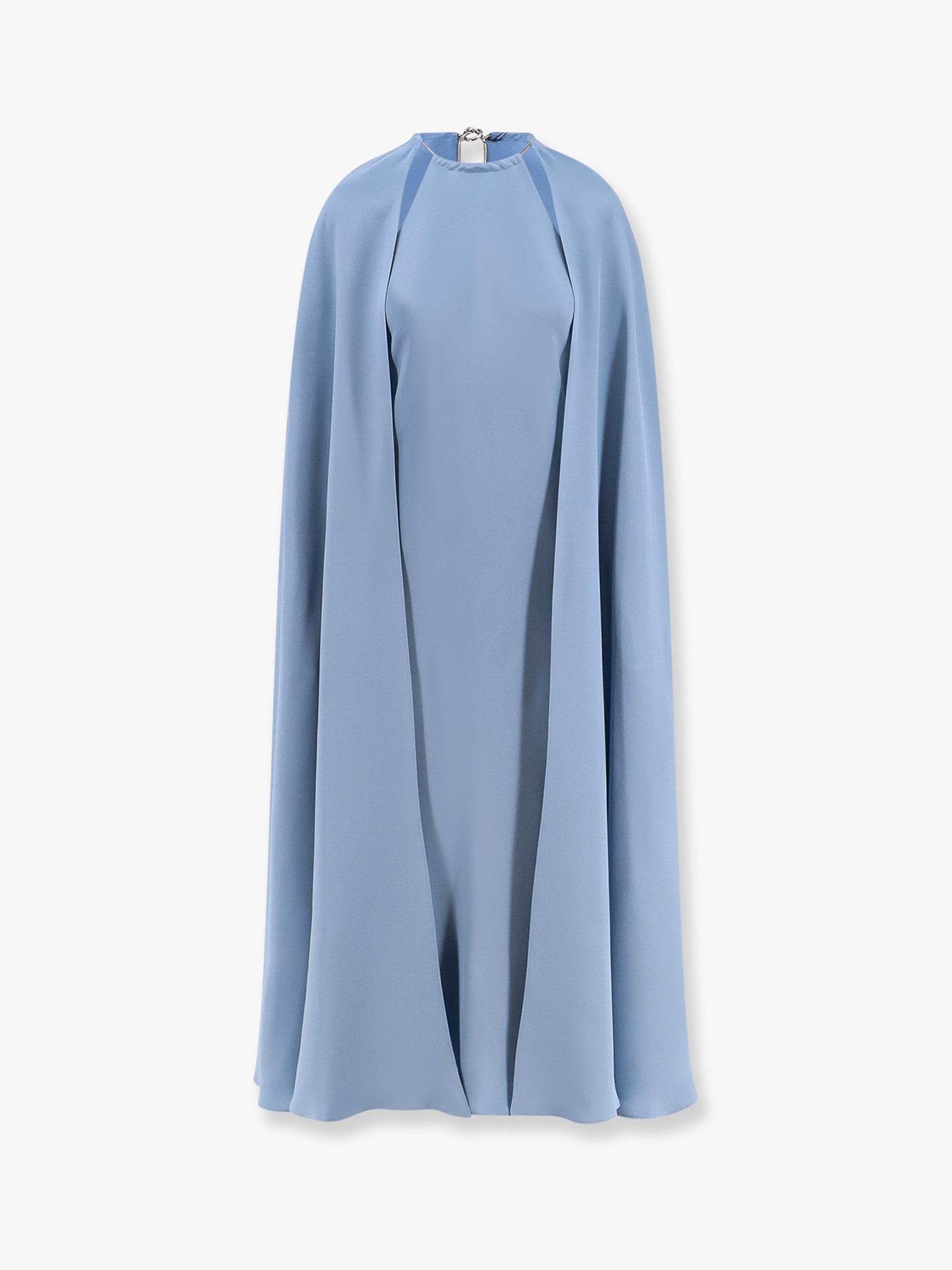 Managua silk long dress with silk cape and metal detail