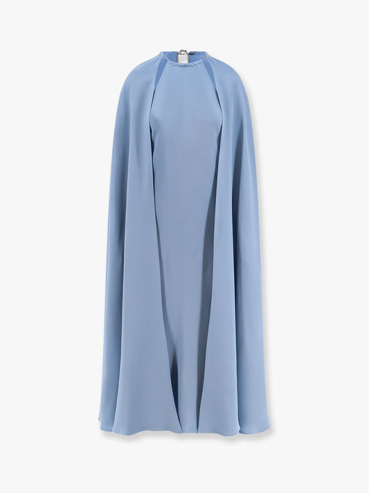 Managua silk long dress with silk cape and metal detail