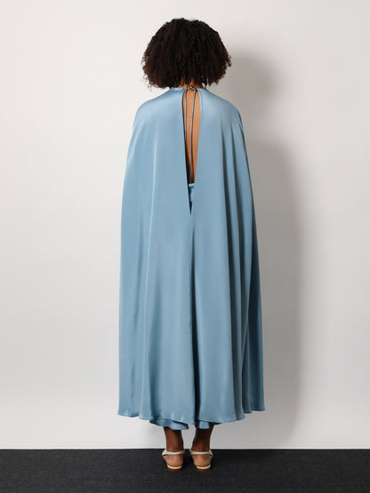 Managua silk long dress with silk cape and metal detail thumbnail