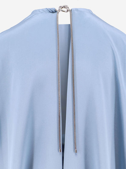 Managua silk long dress with silk cape and metal detail thumbnail