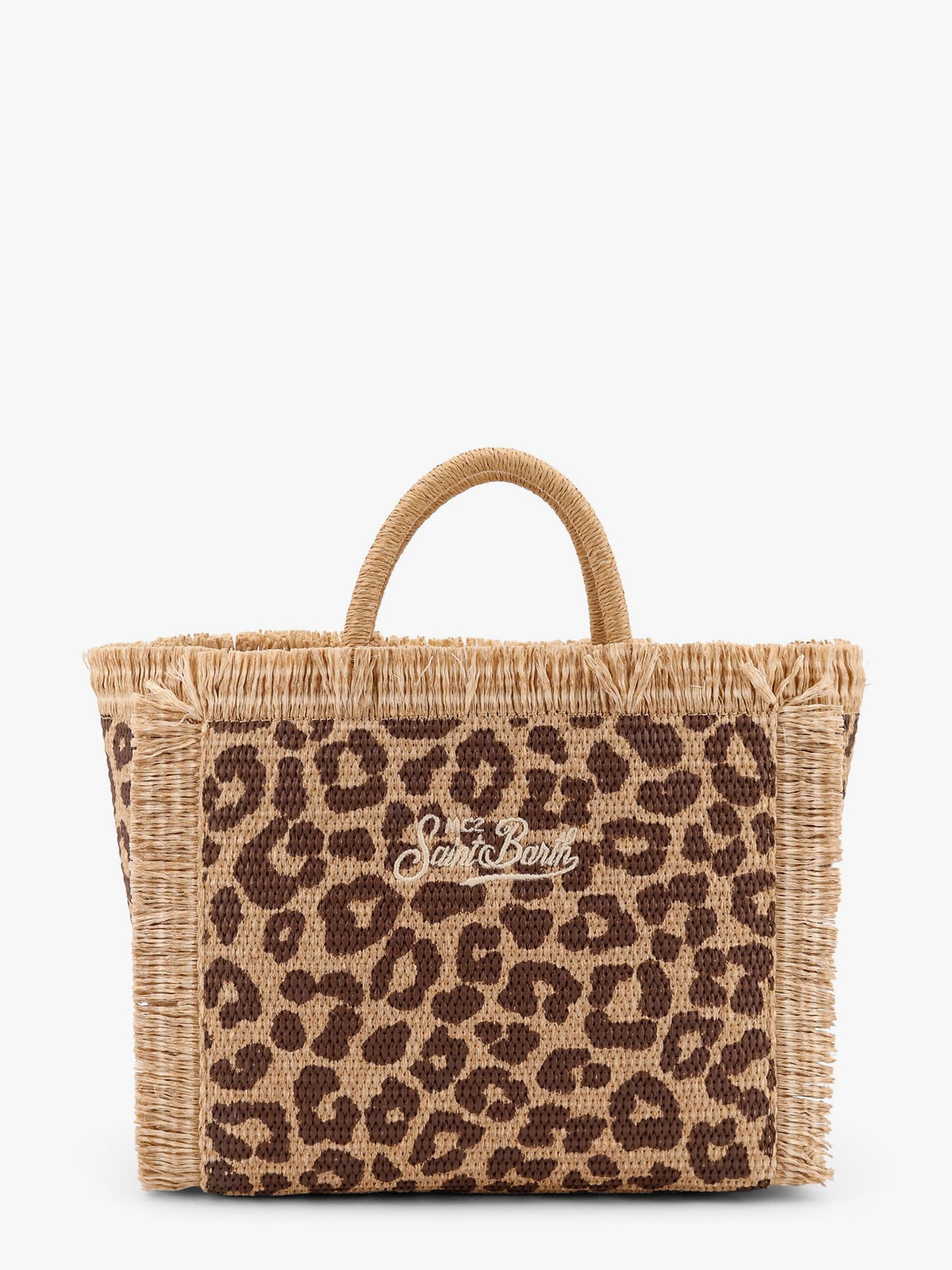 Colette straw handbag with animal print motif