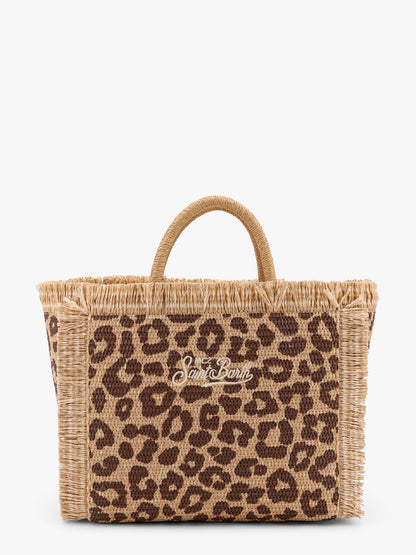 Colette straw handbag with animal print motif thumbnail