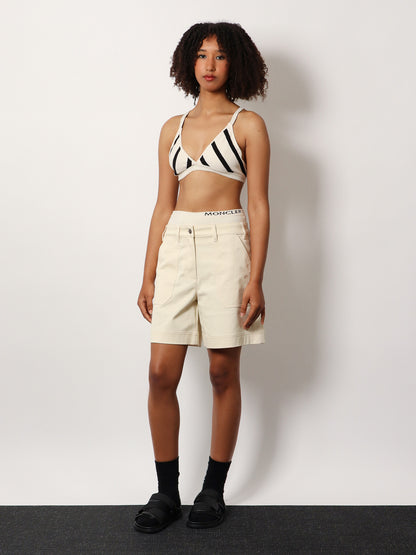 Stretch cotton shorts with maxi logo patch thumbnail