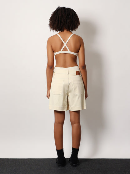 Stretch cotton shorts with maxi logo patch thumbnail