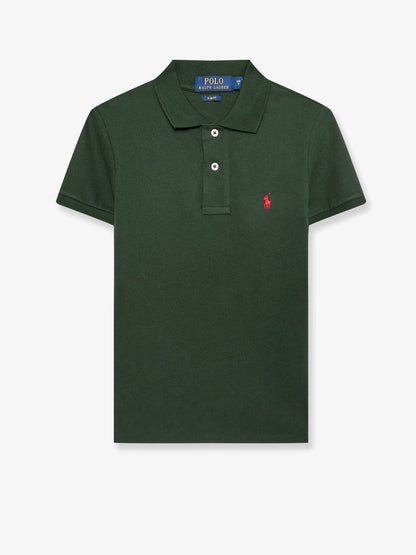 Maglia polo in cotone con logo ricamato thumbnail