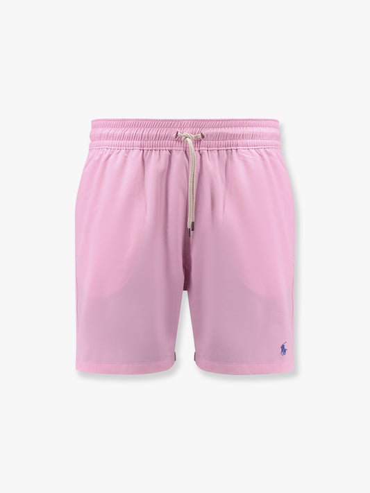 Nylon swim trunk with logo embroidery