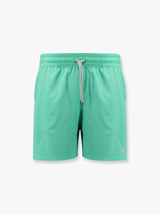 Nylon swim trunk with logo embroidery
