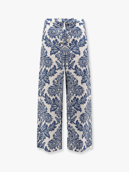 Merano cotton trousers with floral print thumbnail