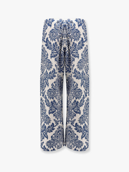 Merano cotton trousers with floral print thumbnail