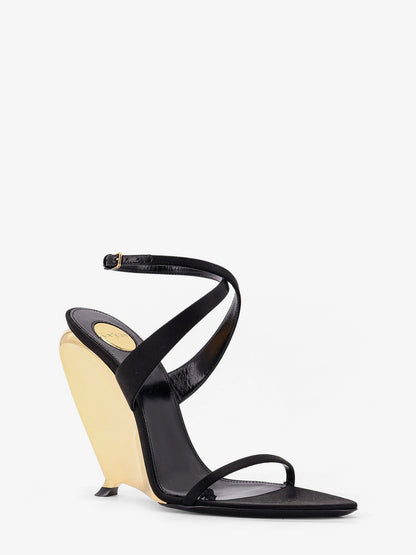 Tallulah 110 satin sandals with sculptural wedge heel thumbnail