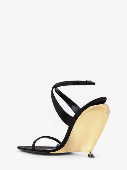 Tallulah 110 satin sandals with sculptural wedge heel thumbnail
