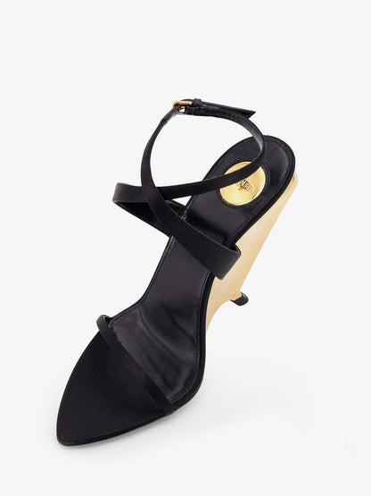 Tallulah 110 satin sandals with sculptural wedge heel thumbnail