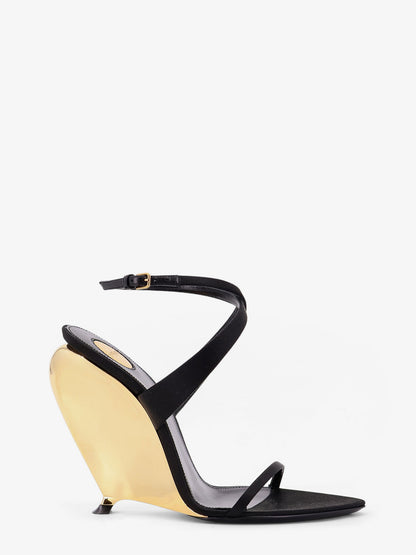 Tallulah 110 satin sandals with sculptural wedge heel thumbnail