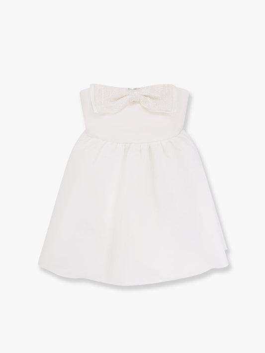 Taffeta décolleté dress with bow